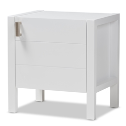 Baxton Studio Mandel Modern and Contemporary White Wood Nightstand Affordable modern furniture in Chicago, classic bedroom furniture, modern nightstand, cheap nightstands